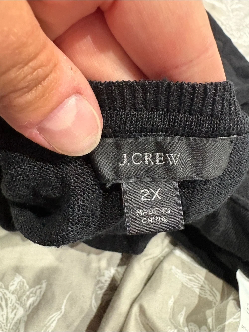 J.Crew black v neck sweater 3/4 sleeve linen viscose 2X